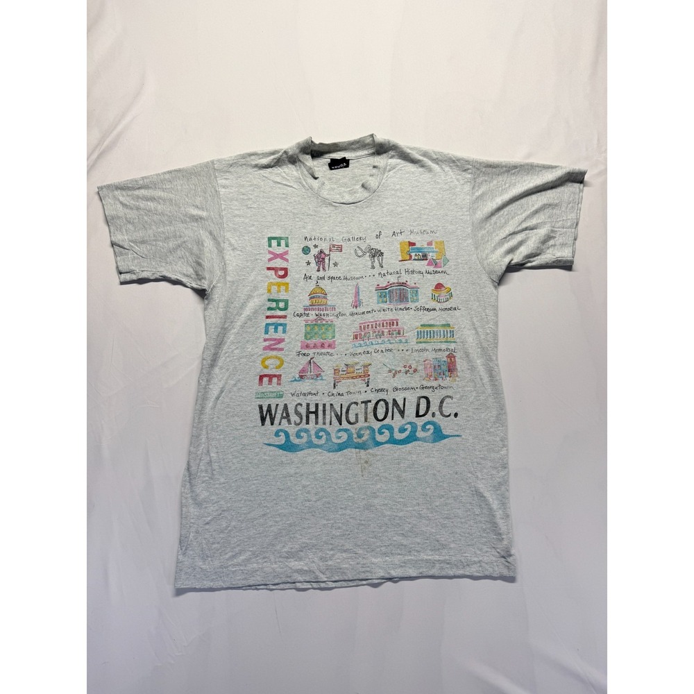 VTG Screen Stars Best T Shirt Mens Large Gray Graphic Washington DC Experience